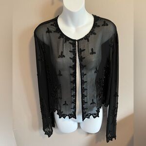 Vintage sheer beaded witchy bolero evening gown cover witchy vibes JMD New York